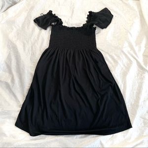 Black ruched babydoll dress